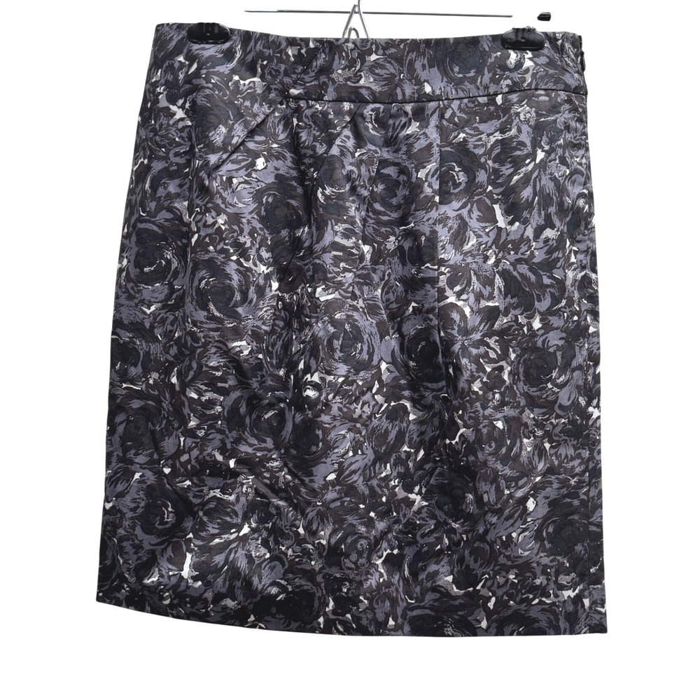 Ann Taylor LOFT Floral Pencil Skirt Side Pockets Grey Black Size 6‎ Mini Skirt - Picture 2 of 6
